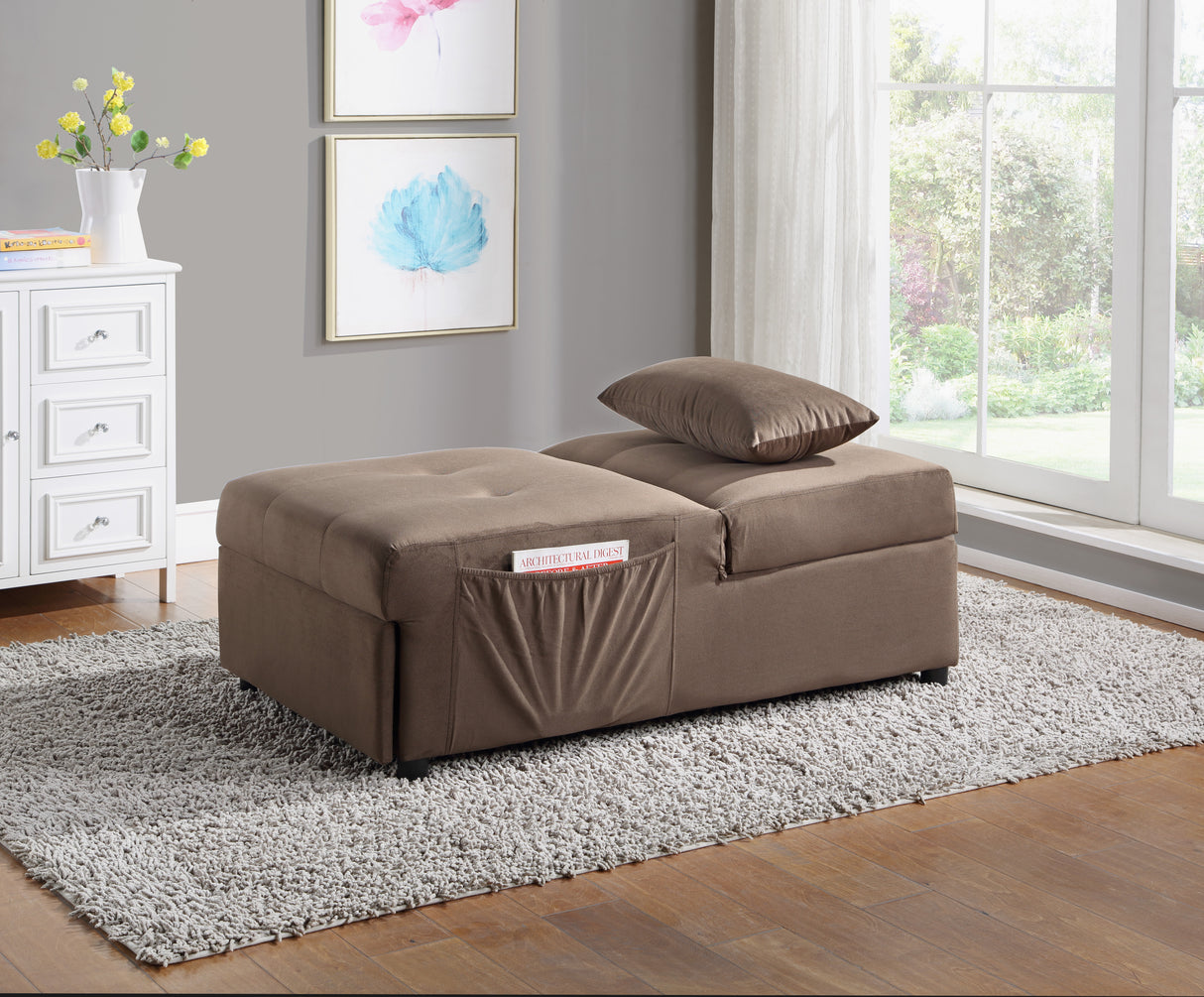 Garrell Brown Velvet Lift Top Storage Bench with Pull-out Bed from Homelegance - Luna Furniture