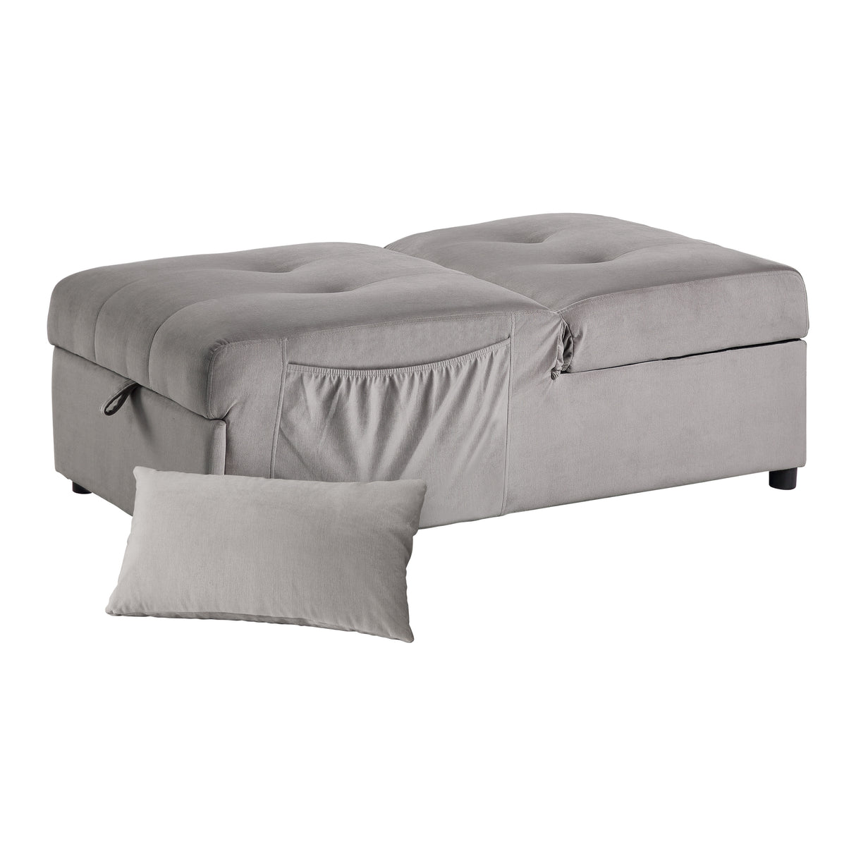 Garrell Brownish Gray Velvet Lift Top Storage Bench with Pull-out Bed from Homelegance - Luna Furniture