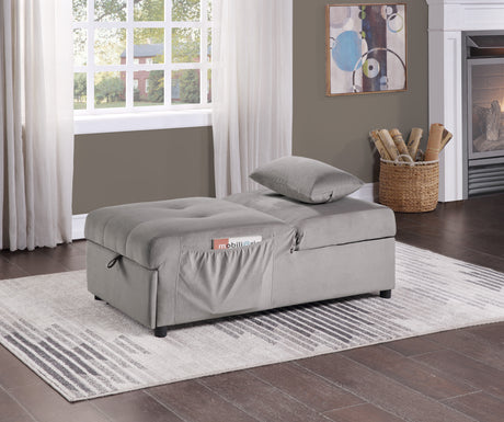 Garrell Brownish Gray Velvet Lift Top Storage Bench with Pull-out Bed from Homelegance - Luna Furniture