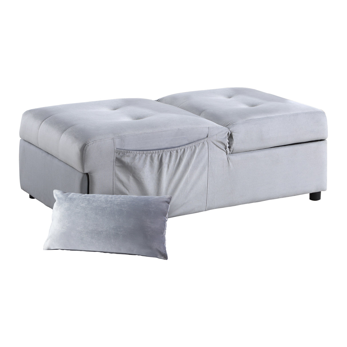 Garrell Gray Velvet Lift Top Storage Bench with Pull-out Bed from Homelegance - Luna Furniture