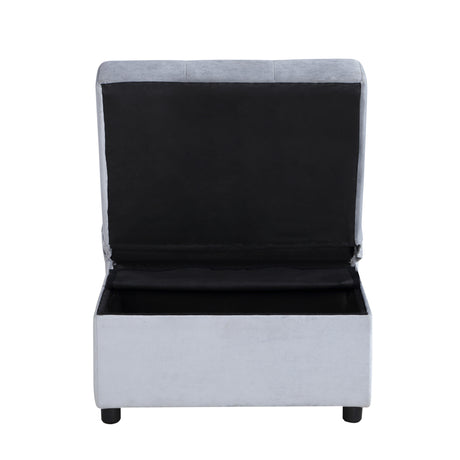 Garrell Gray Velvet Lift Top Storage Bench with Pull-out Bed from Homelegance - Luna Furniture