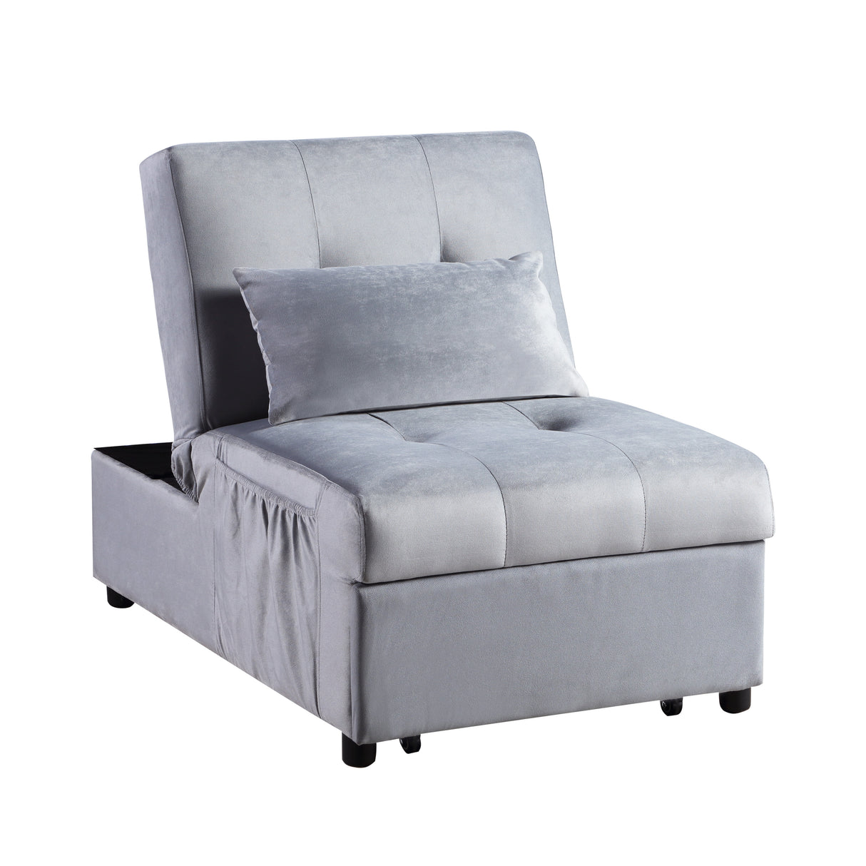 Garrell Gray Velvet Lift Top Storage Bench with Pull-out Bed from Homelegance - Luna Furniture
