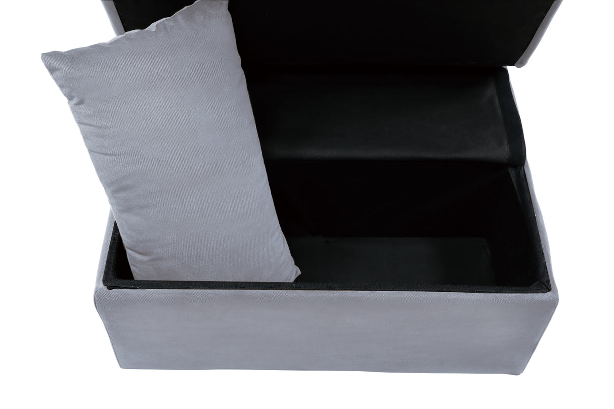 Garrell Gray Velvet Lift Top Storage Bench with Pull-out Bed from Homelegance - Luna Furniture