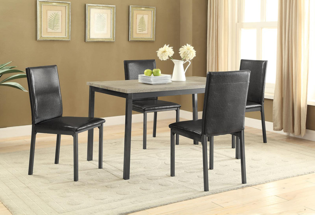 Garza Weathered Gray and Black 5-Piece Dining Set from Coaster - Luna Furniture