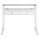 Gemma Glossy White and Chrome 2-Drawer Writing Desk from Coaster - Luna Furniture