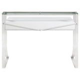 Gemma Glossy White and Chrome 2-Drawer Writing Desk from Coaster - Luna Furniture
