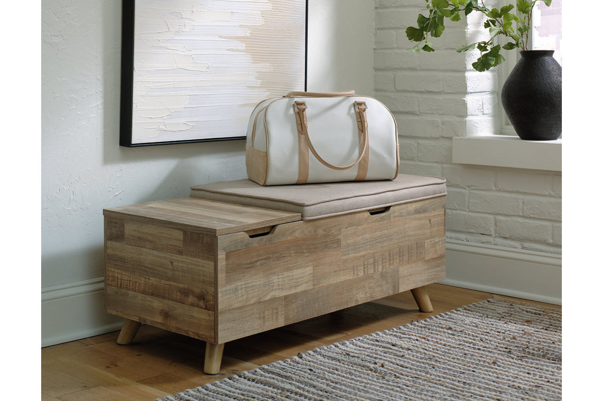Gerdanet Beige/Brown Storage Bench from Ashley - Luna Furniture