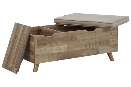Gerdanet Beige/Brown Storage Bench from Ashley - Luna Furniture