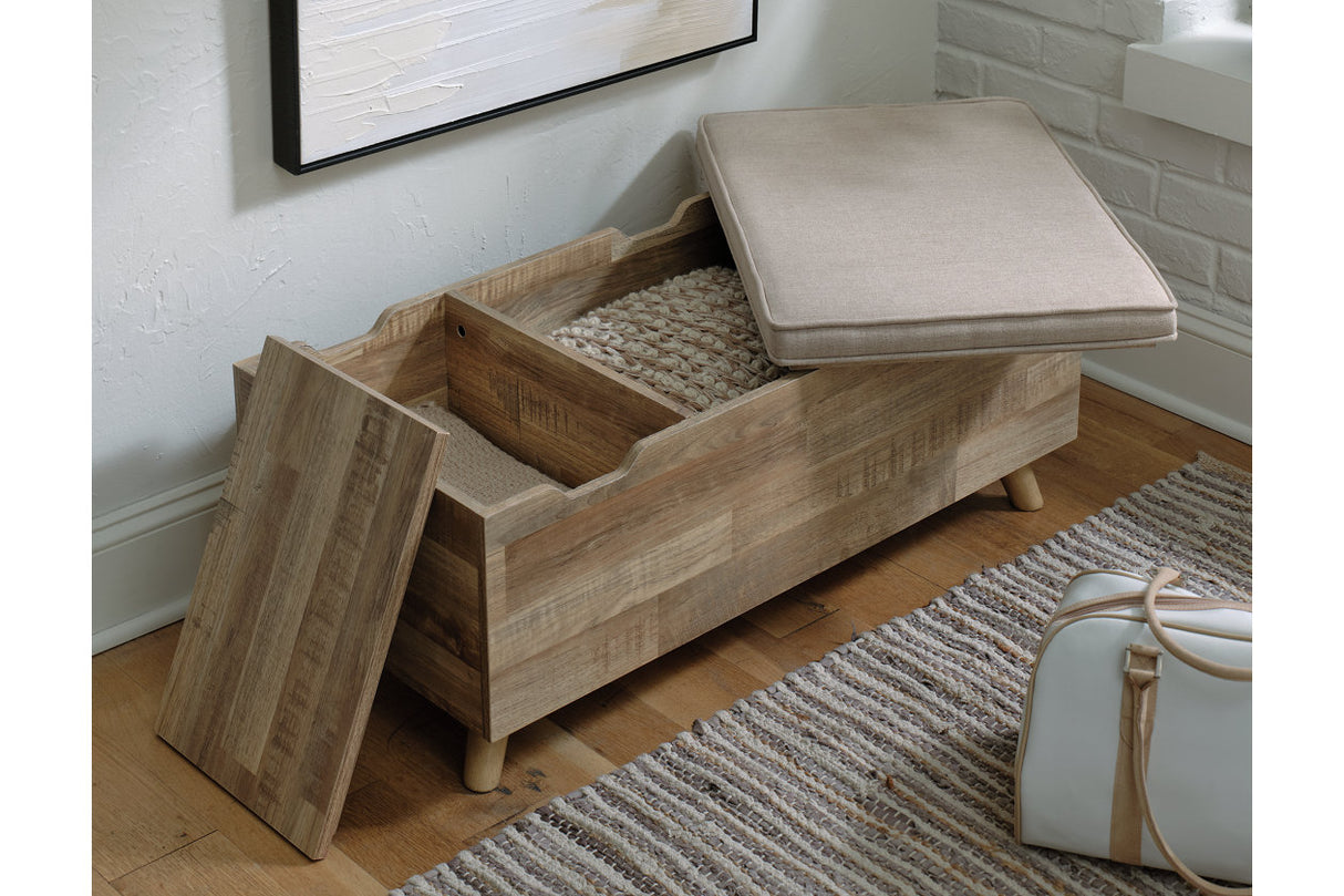 Gerdanet Beige/Brown Storage Bench from Ashley - Luna Furniture