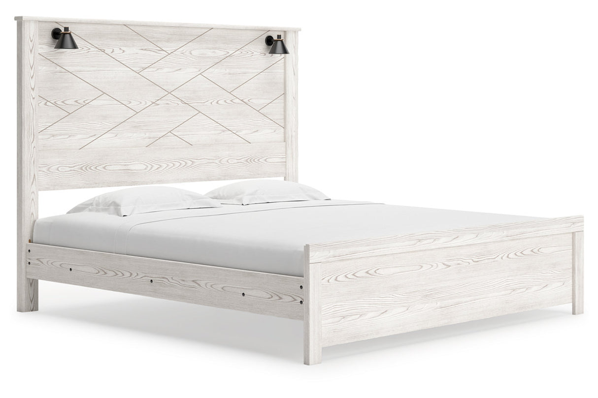Gerridan White King LED Panel Bed from Ashley - Luna Furniture