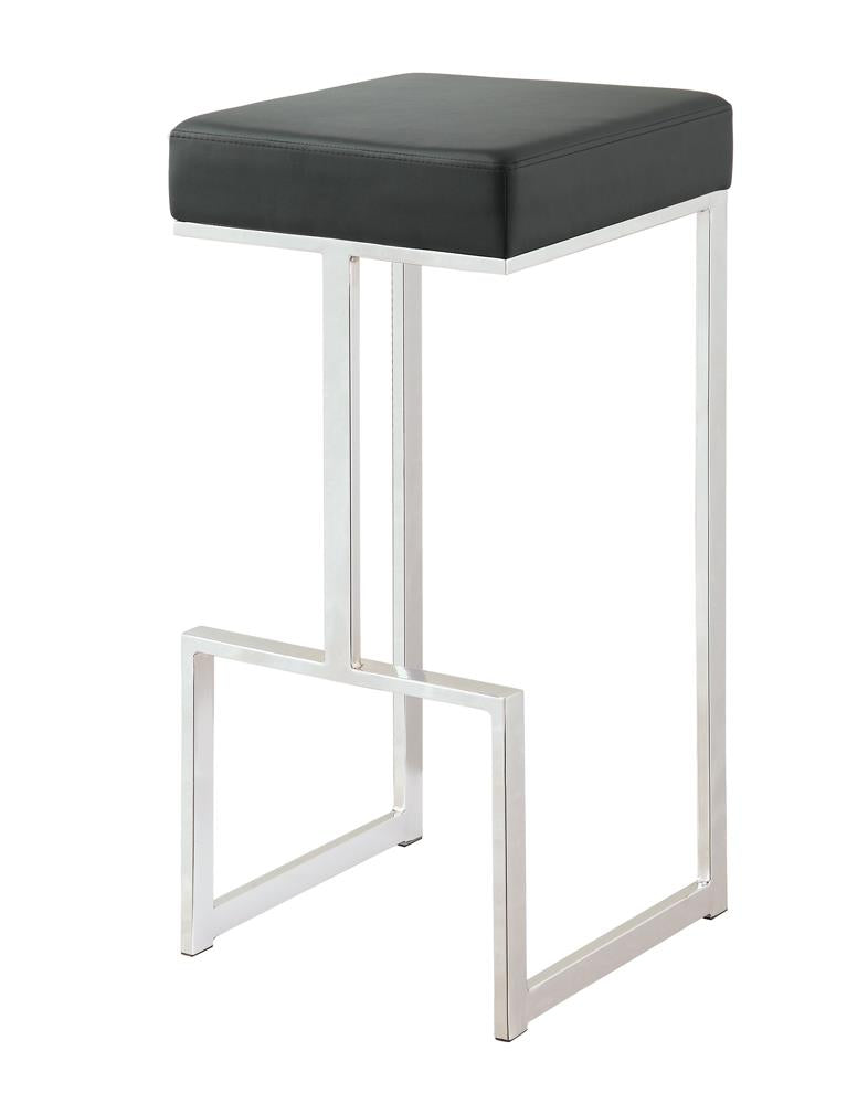 Gervase Black and Chrome Square Bar Stool from Coaster - Luna Furniture