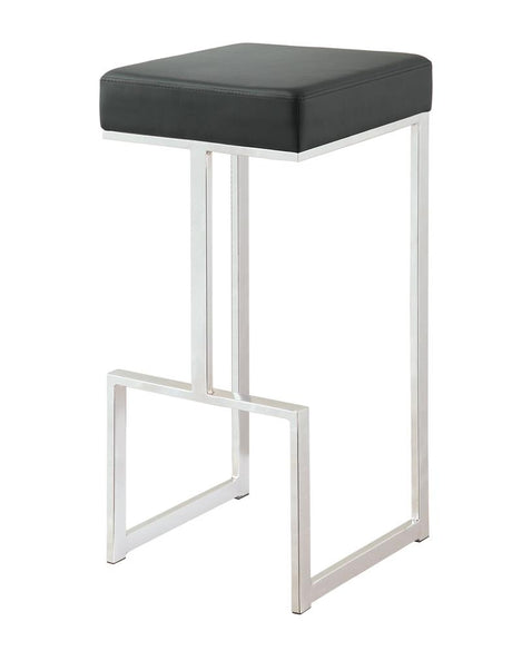 Gervase Black and Chrome Square Bar Stool from Coaster - Luna Furniture