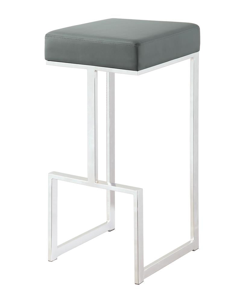 Gervase Gray and Chrome Square Bar Stool from Coaster - Luna Furniture