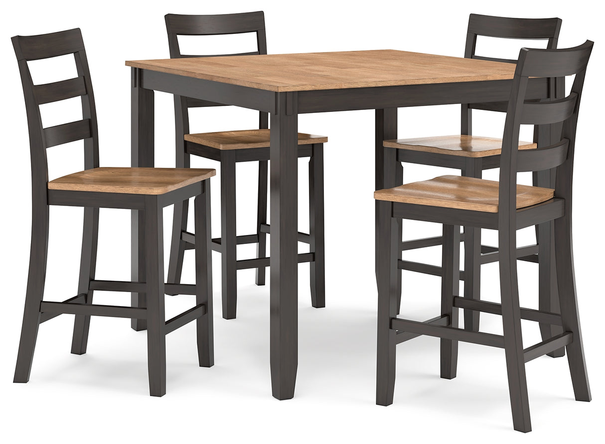 Gesthaven Natural/Brown Counter Height Dining Table and 4 Barstools (Set of 5) from Ashley - Luna Furniture