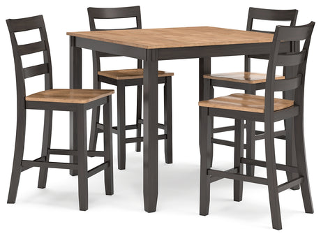 Gesthaven Natural/Brown Counter Height Dining Table and 4 Barstools (Set of 5) from Ashley - Luna Furniture