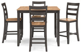 Gesthaven Natural/Brown Counter Height Dining Table and 4 Barstools (Set of 5) from Ashley - Luna Furniture