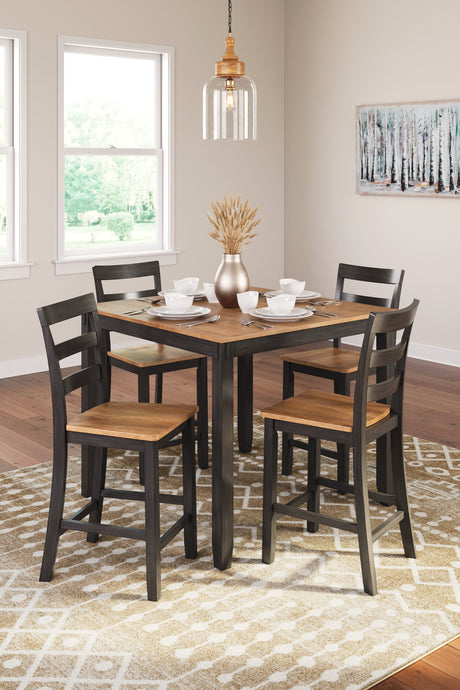 Gesthaven Natural/Brown Counter Height Dining Table and 4 Barstools (Set of 5) from Ashley - Luna Furniture