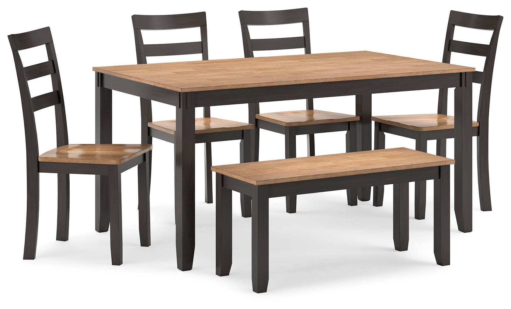 Gesthaven Natural/Brown Dining Table with 4 Chairs and Bench (Set of 6) from Ashley - Luna Furniture