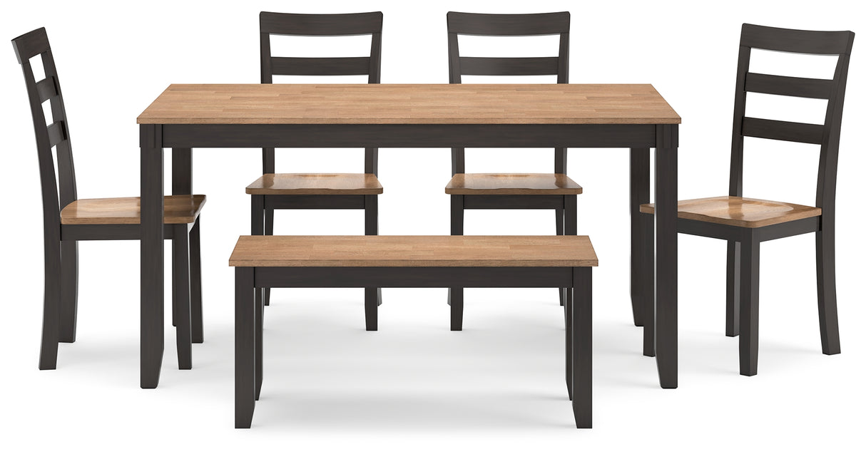 Gesthaven Natural/Brown Dining Table with 4 Chairs and Bench (Set of 6) from Ashley - Luna Furniture
