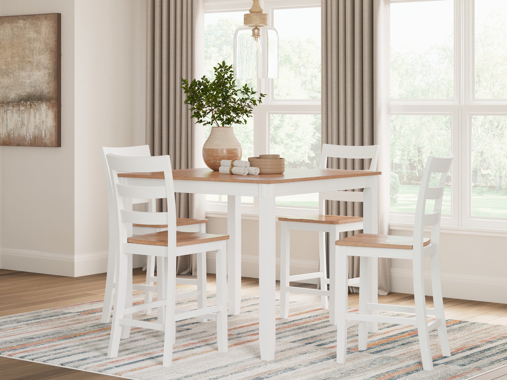 Gesthaven Natural/White Counter Height Dining Table and 4 Barstools (Set of 5) from Ashley - Luna Furniture