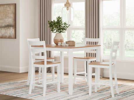 Gesthaven Natural/White Counter Height Dining Table and 4 Barstools (Set of 5) from Ashley - Luna Furniture