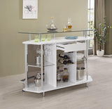 Gideon Crescent Shaped Glass Top Bar Unit with Drawer from Coaster - Luna Furniture