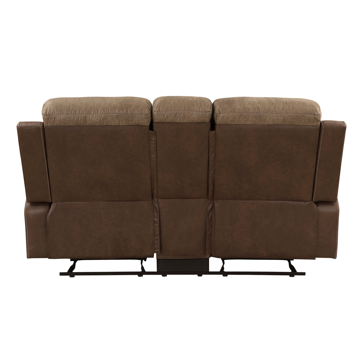 Glendale Brown Microfiber Double Glider Reclining Loveseat with Center Console from Homelegance - Luna Furniture