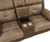 Glendale Brown Microfiber Double Glider Reclining Loveseat with Center Console from Homelegance - Luna Furniture