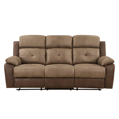 Glendale Brown Microfiber Double Reclining Sofa from Homelegance - Luna Furniture
