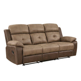Glendale Brown Microfiber Double Reclining Sofa from Homelegance - Luna Furniture