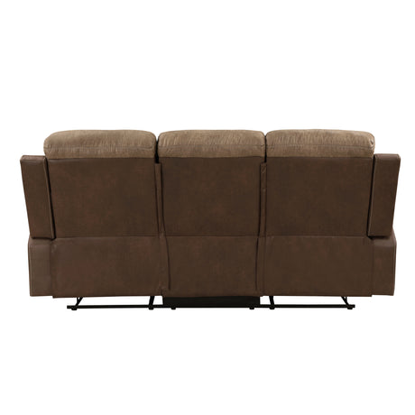 Glendale Brown Microfiber Double Reclining Sofa from Homelegance - Luna Furniture