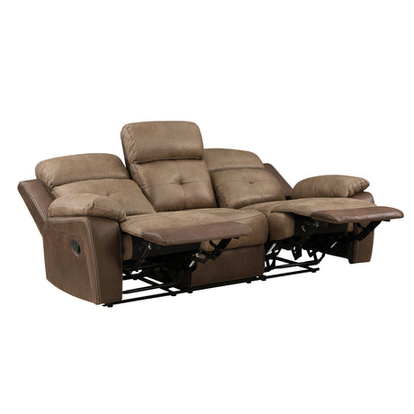 Glendale Brown Microfiber Double Reclining Sofa from Homelegance - Luna Furniture