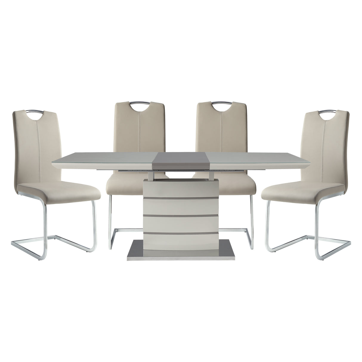 Glissand Chrome Metal/Gray 71" Extendable Dining Set from Homelegance - Luna Furniture