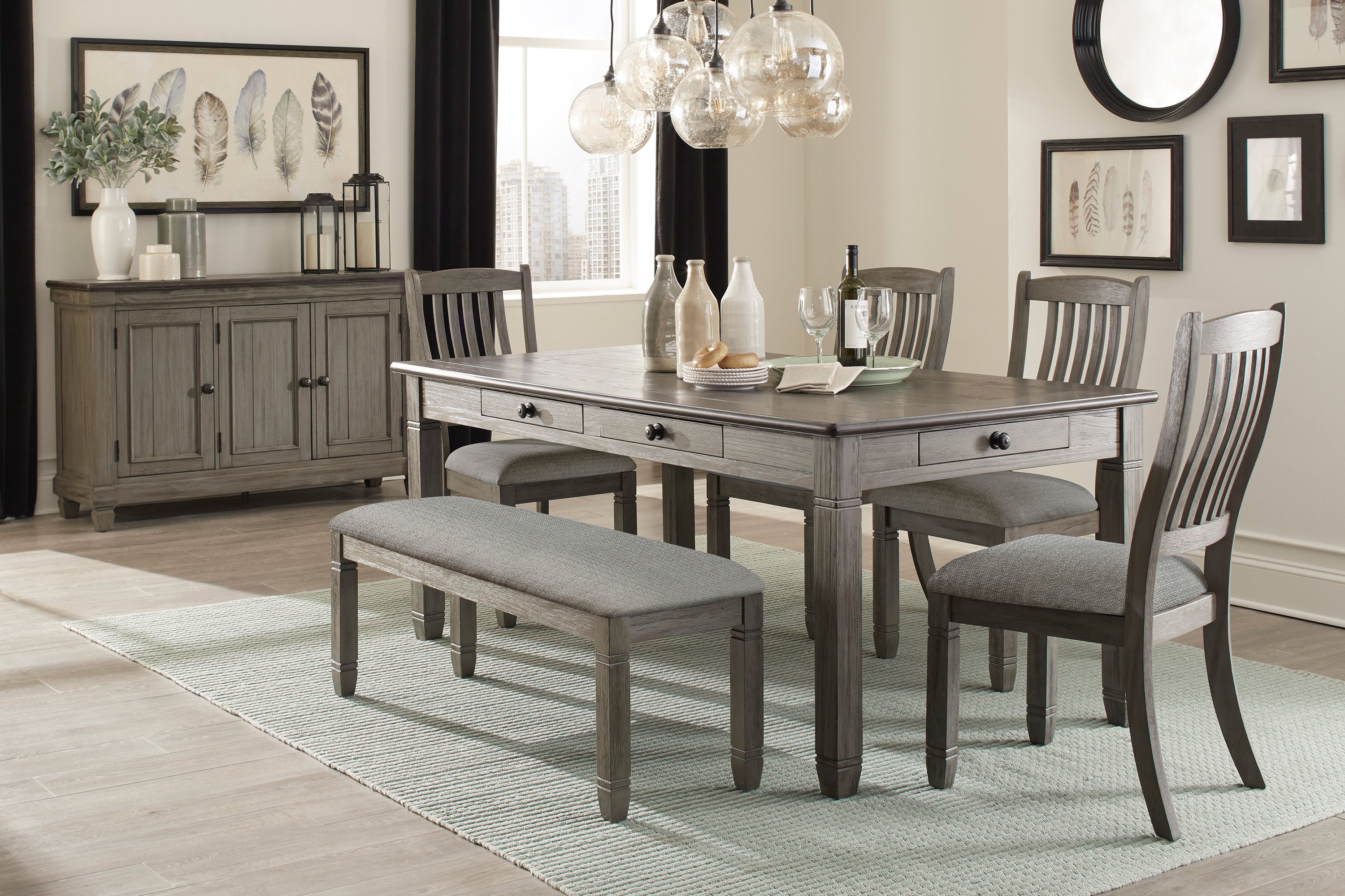 Granby Gray Dining Set - Luna Furniture Granby Gray Dining Set - Luna Furniture