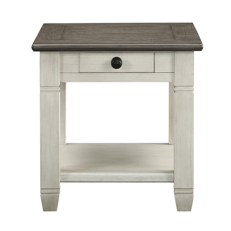 Granby Antique White End Table from Homelegance - Luna Furniture