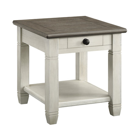 Granby Antique White End Table from Homelegance - Luna Furniture