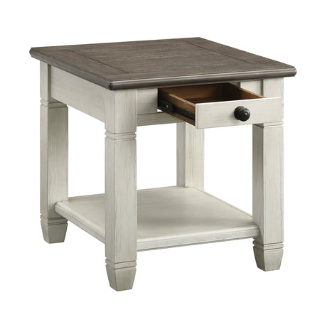 Granby Antique White End Table from Homelegance - Luna Furniture