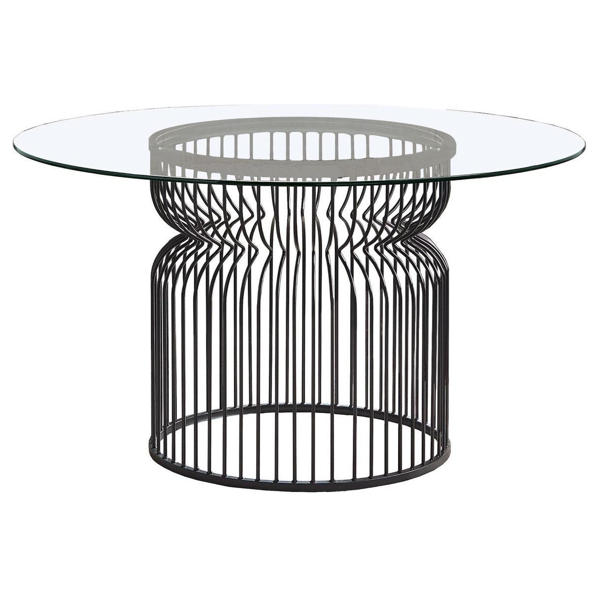 Granvia Clear and Gunmetal Round Glass Top Dining Table from Coaster - Luna Furniture