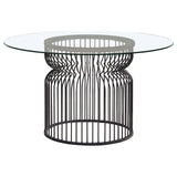 Granvia Clear and Gunmetal Round Glass Top Dining Table from Coaster - Luna Furniture