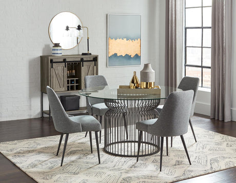 Granvia Clear and Gunmetal Round Glass Top Dining Table from Coaster - Luna Furniture
