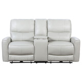 Greenfield Ivory Upholstered Power Reclining Loveseat with Console from Coaster - Luna Furniture