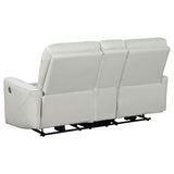 Greenfield Ivory Upholstered Power Reclining Loveseat with Console from Coaster - Luna Furniture