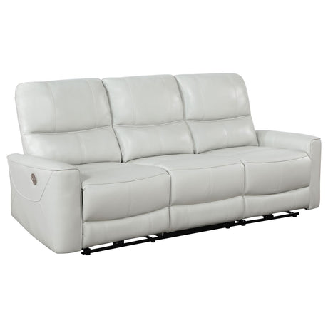 Greenfield Ivory Upholstered Power Reclining Sofa from Coaster - Luna Furniture