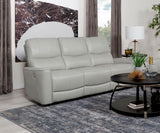 Greenfield Ivory Upholstered Power Reclining Sofa from Coaster - Luna Furniture