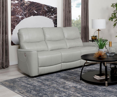 Greenfield Ivory Upholstered Power Reclining Sofa from Coaster - Luna Furniture