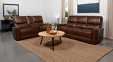 Greenfield Saddle Brown Upholstered Power Reclining Living Room Set from Coaster - Luna Furniture