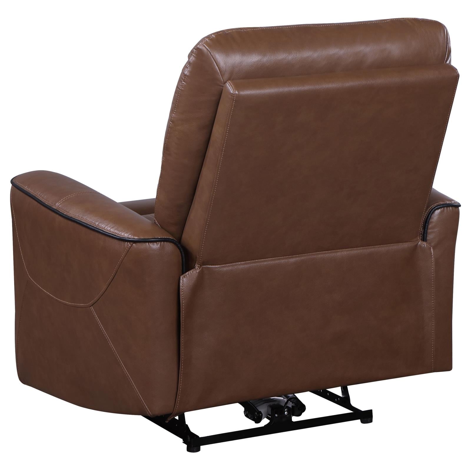 Coaster Greenfield Upholstered Power Recliner Chair Saddle Brown