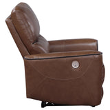 Greenfield Saddle Brown Upholstered Power Recliner Chair from Coaster - Luna Furniture