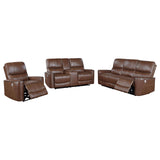 Greenfield Saddle Brown 3-Piece Upholstered Power Reclining Living Room Set from Coaster - Luna Furniture