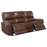 Greenfield Saddle Brown 3-Piece Upholstered Power Reclining Living Room Set from Coaster - Luna Furniture